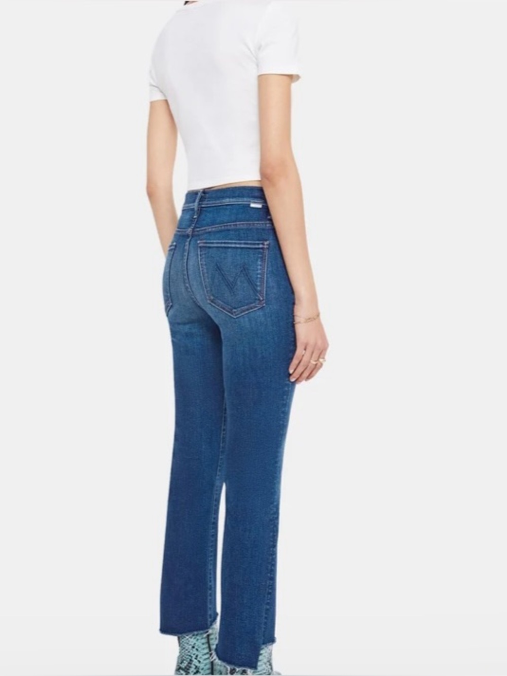 MOTHER Blue Cropped Ankle Jeans